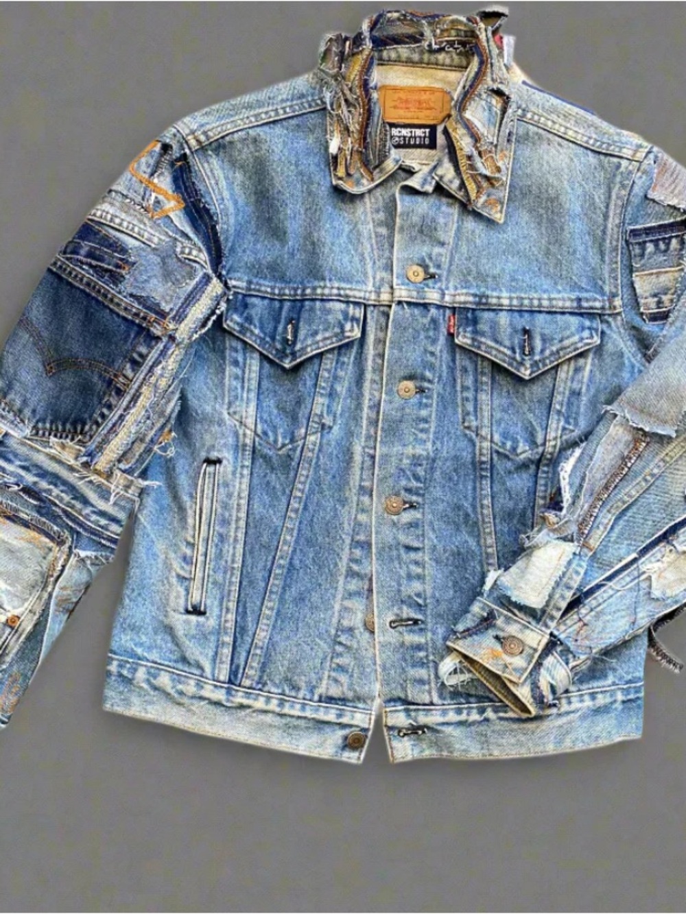 NEW  Rcnstrct Studio Vintage Patchwork Detail Denim Jacket